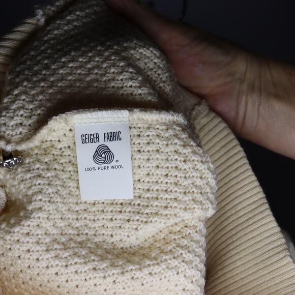 Geiger Austria Wool Cardigan 46 Cream Knit Boiled Wool Sweater - Picture 4 of 4
